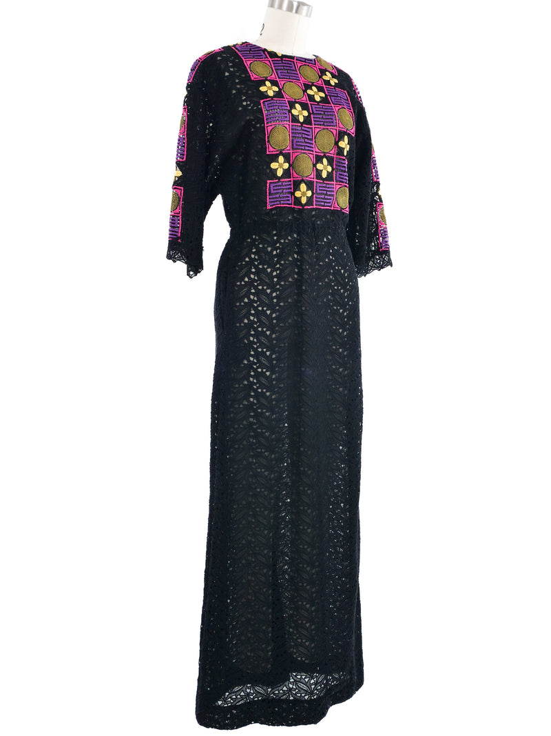 2014 Valentino Floral Eyelet Lace Maxi Dress Dress arcadeshops.com