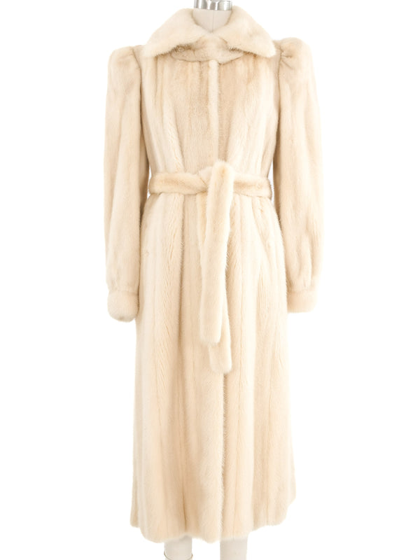 White Mink Belted Coat