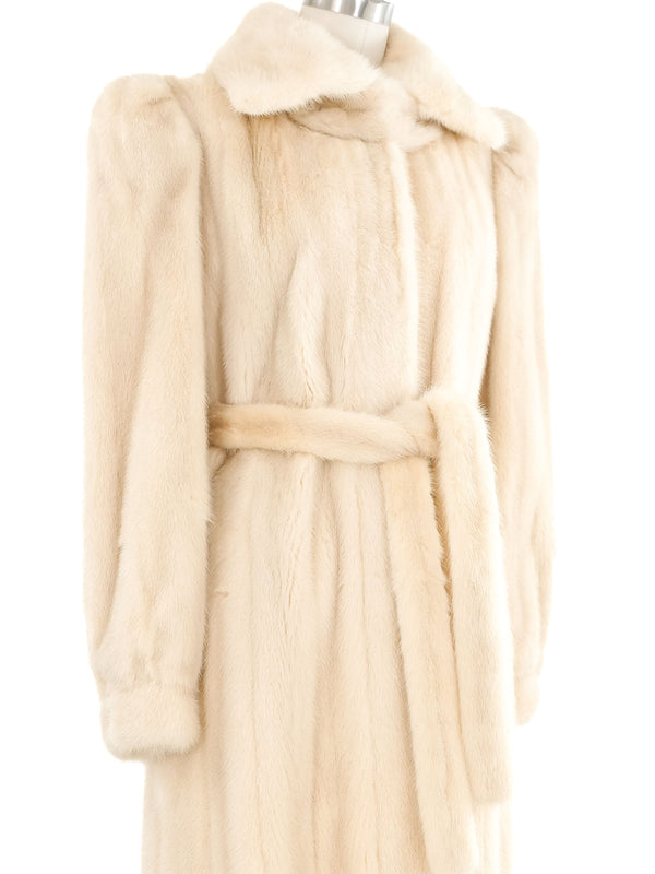 White Mink Belted Coat