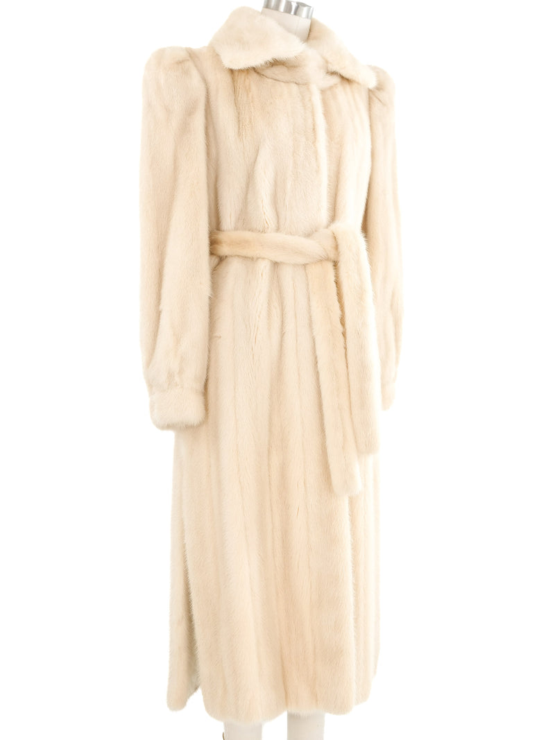 White Mink Belted Coat