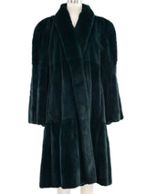 Deep Teal Sheared Beaver Fur Coat Outerwear arcadeshops.com