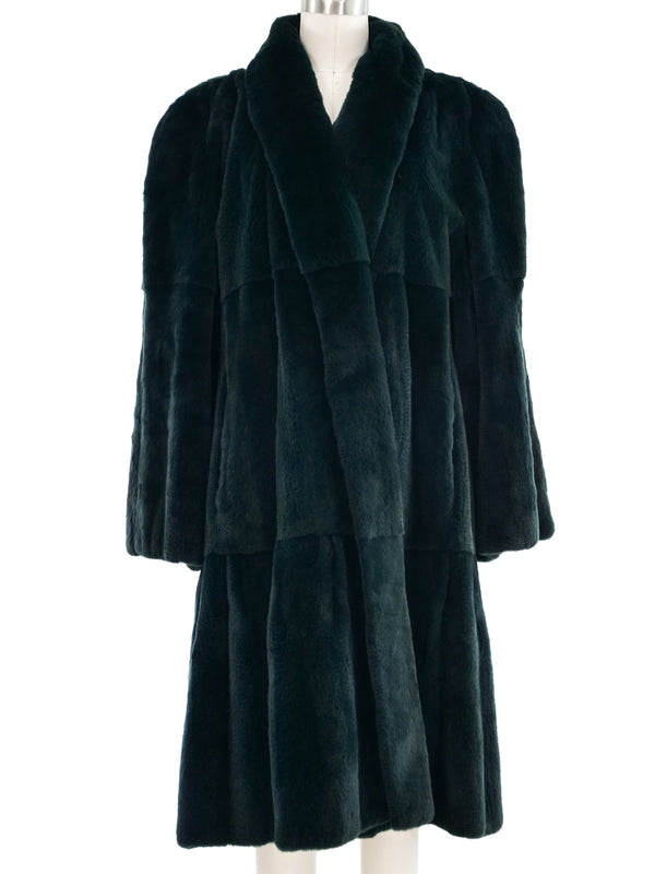 Deep Teal Sheared Beaver Fur Coat Outerwear arcadeshops.com