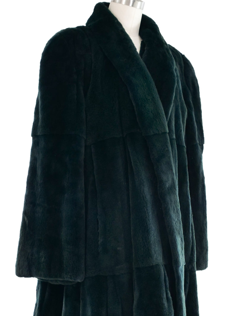 Deep Teal Sheared Beaver Fur Coat Outerwear arcadeshops.com