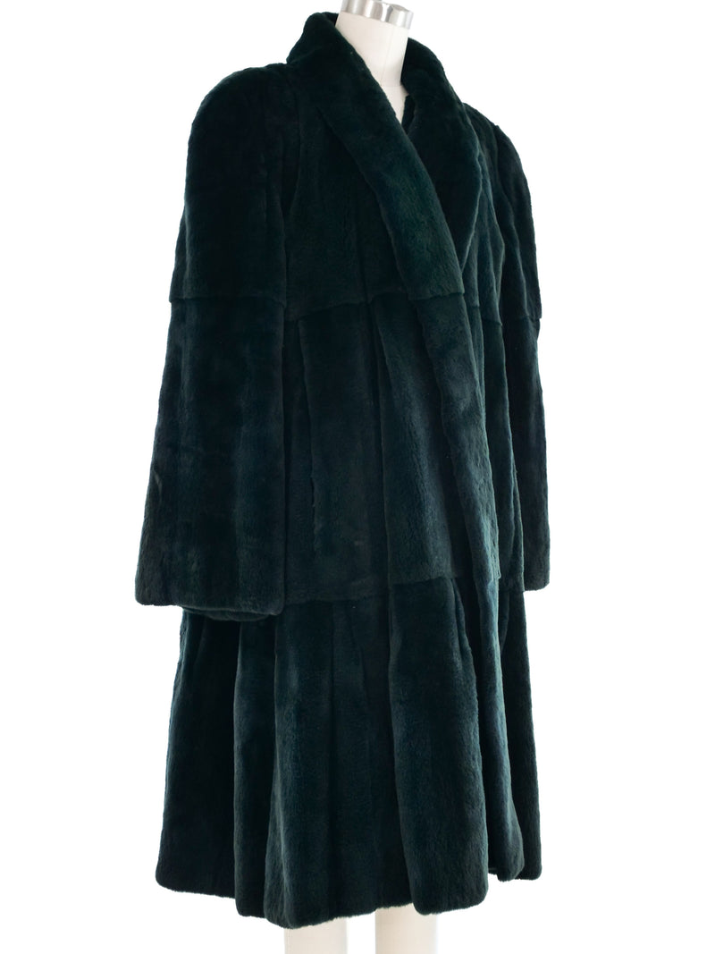 Deep Teal Sheared Beaver Fur Coat Outerwear arcadeshops.com