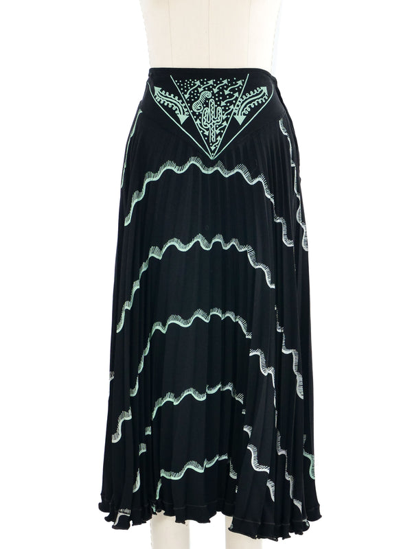Zandra Rhodes Printed Black Crepe Skirt