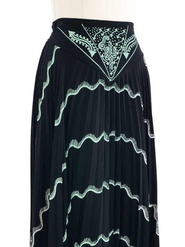 Zandra Rhodes Printed Black Crepe Skirt