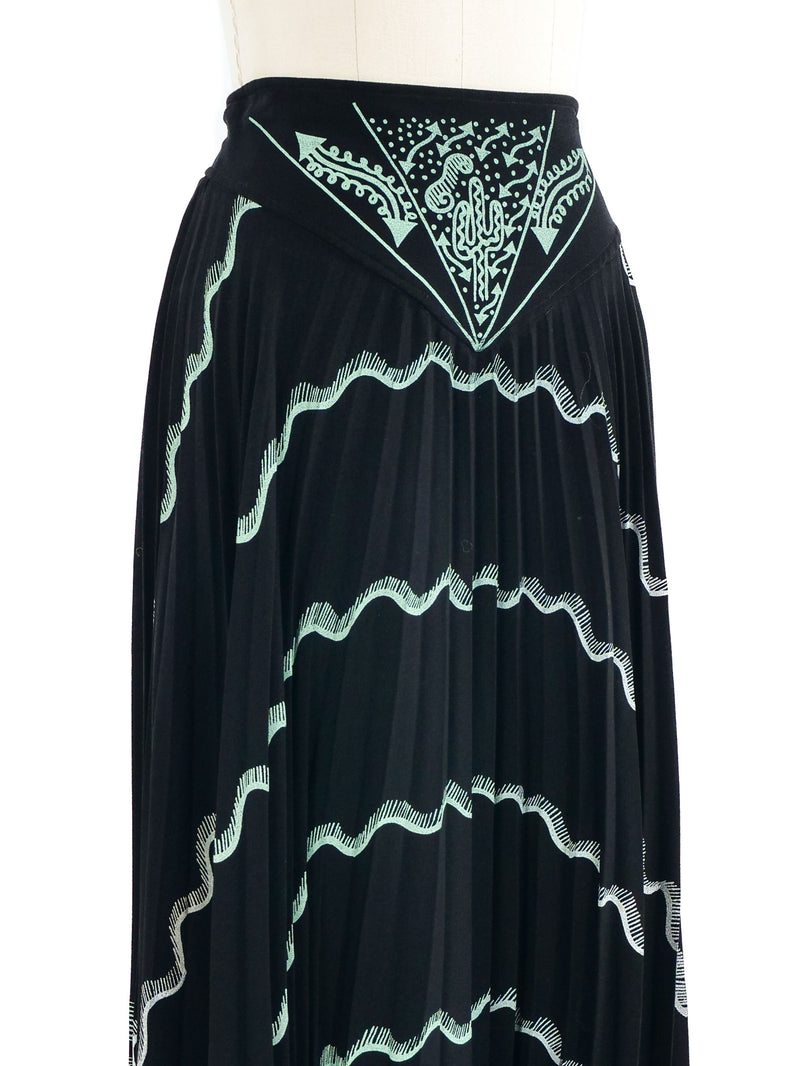 Zandra Rhodes Printed Black Crepe Skirt