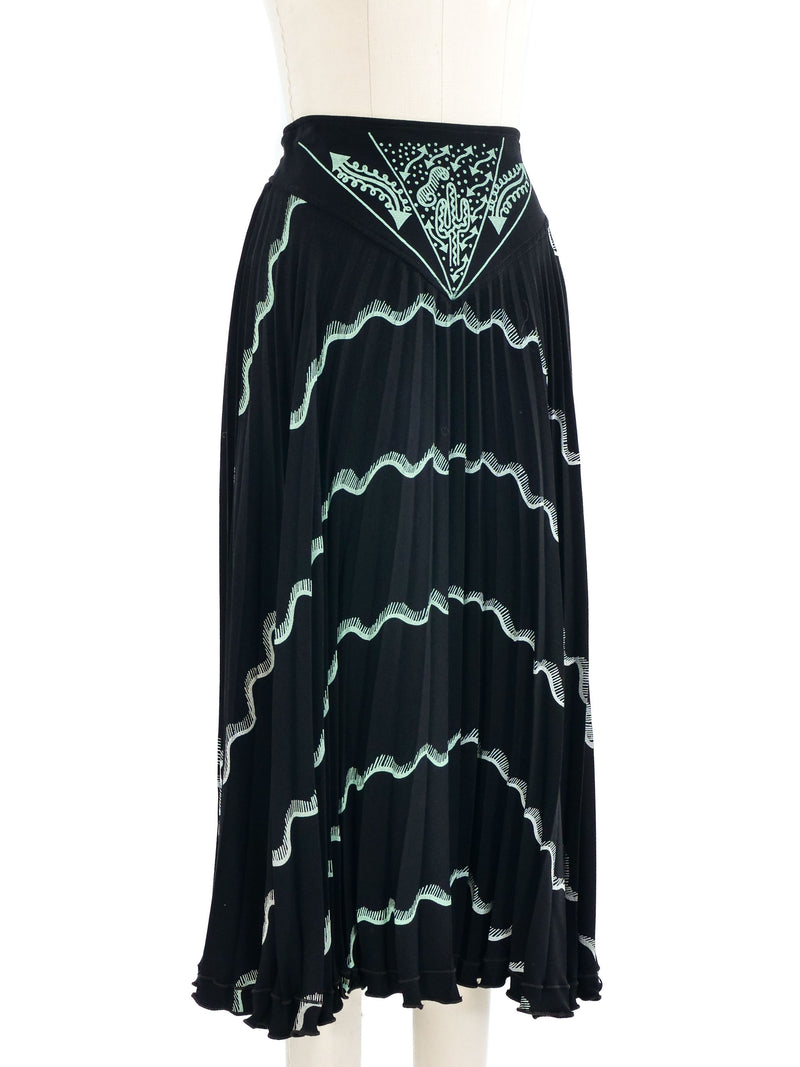 Zandra Rhodes Printed Black Crepe Skirt