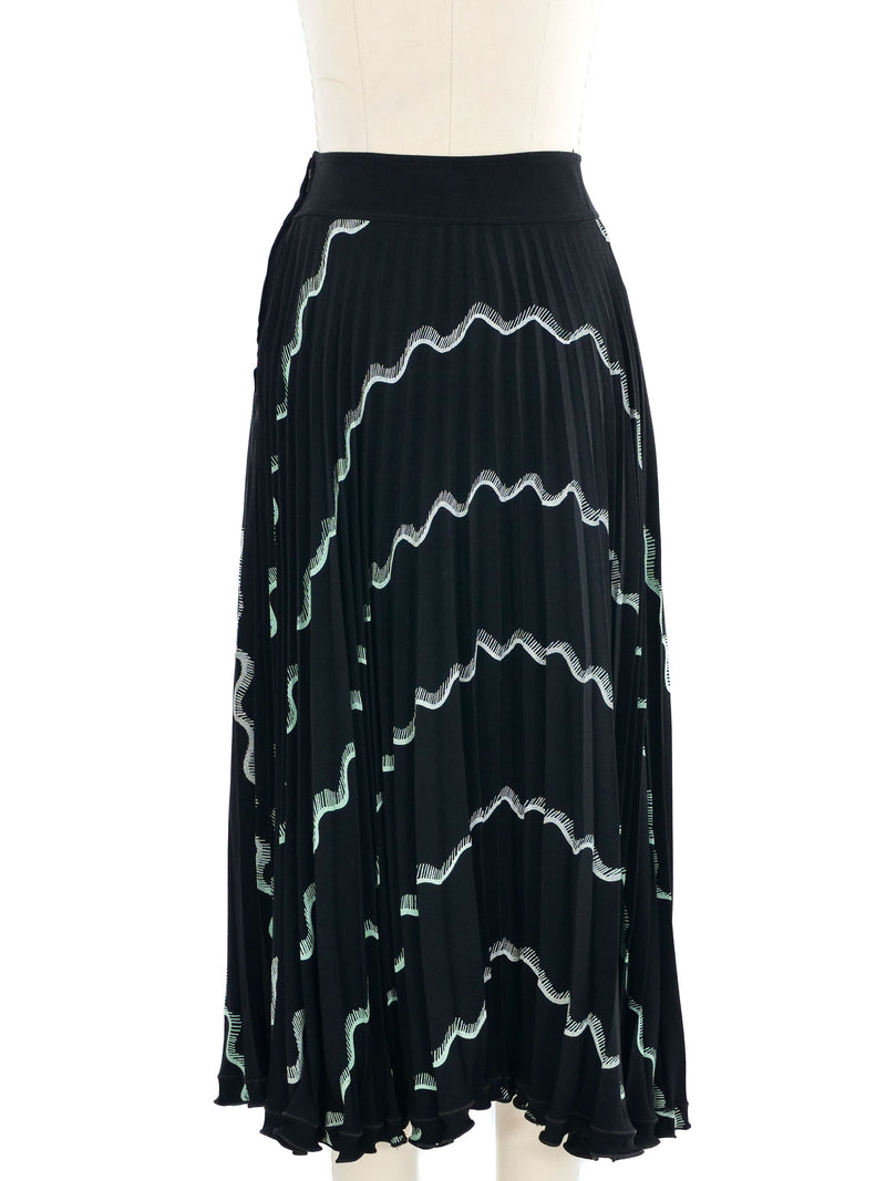 Zandra Rhodes Printed Black Crepe Skirt