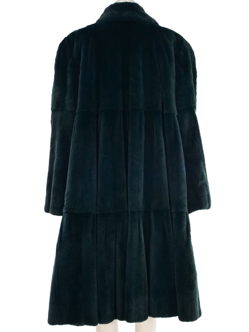 Deep Teal Sheared Beaver Fur Coat Outerwear arcadeshops.com