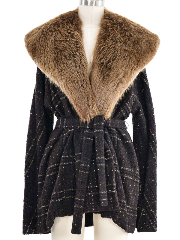 1997 Yeohlee Fur Collar Knit Jacket