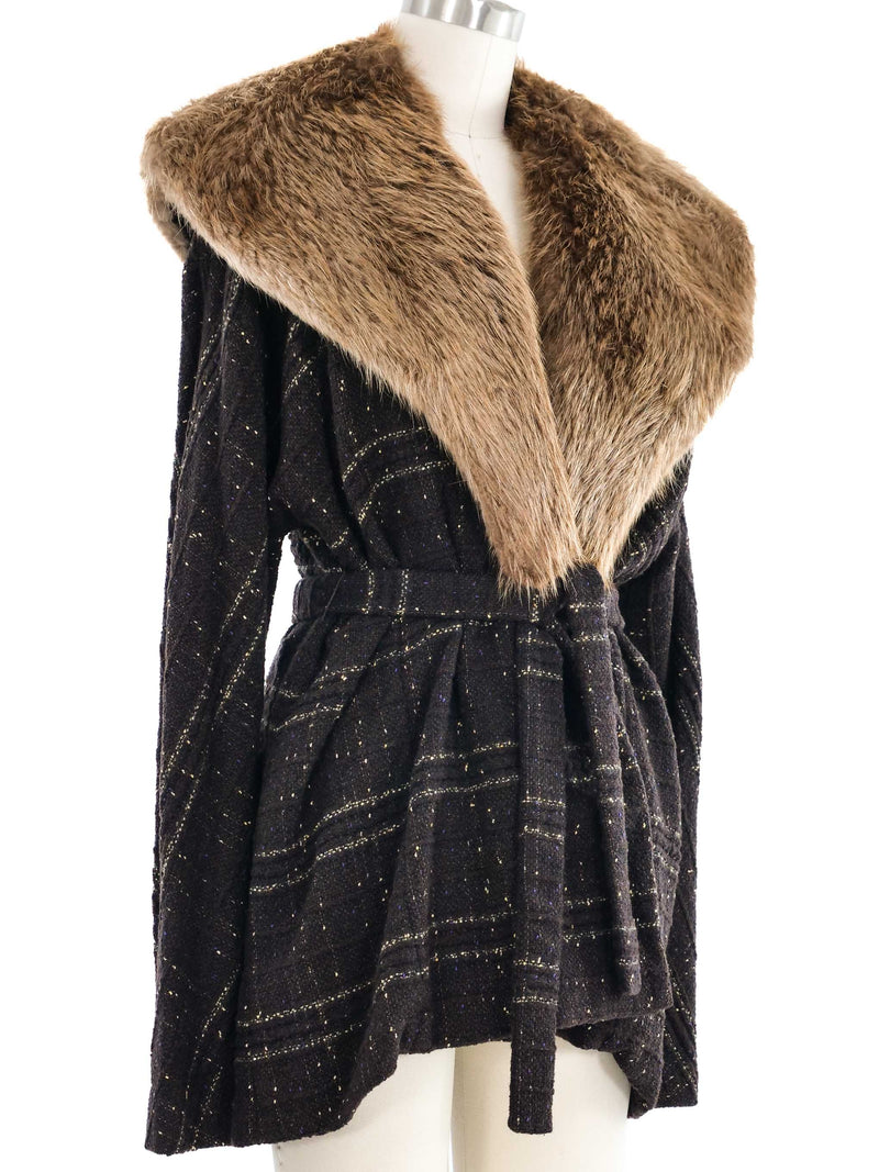 1997 Yeohlee Fur Collar Knit Jacket