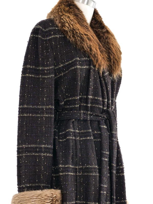 1997 Yeohlee Fur Accent Brown Knit Jacket