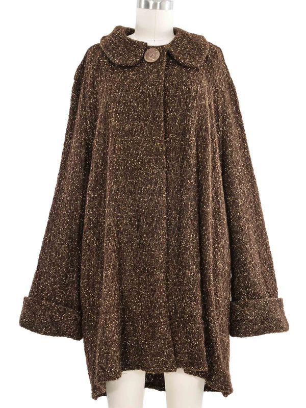1994 Yeohlee Brown Knit Oversized Cardigan Coat