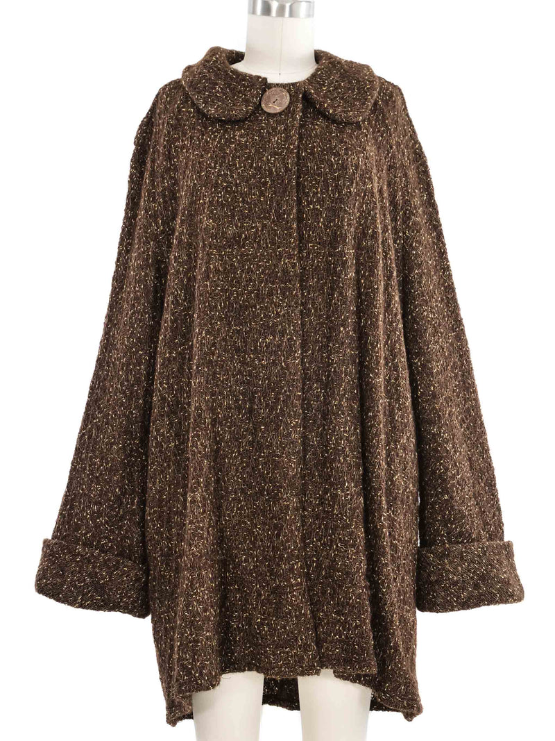 1994 Yeohlee Brown Knit Oversized Cardigan Coat
