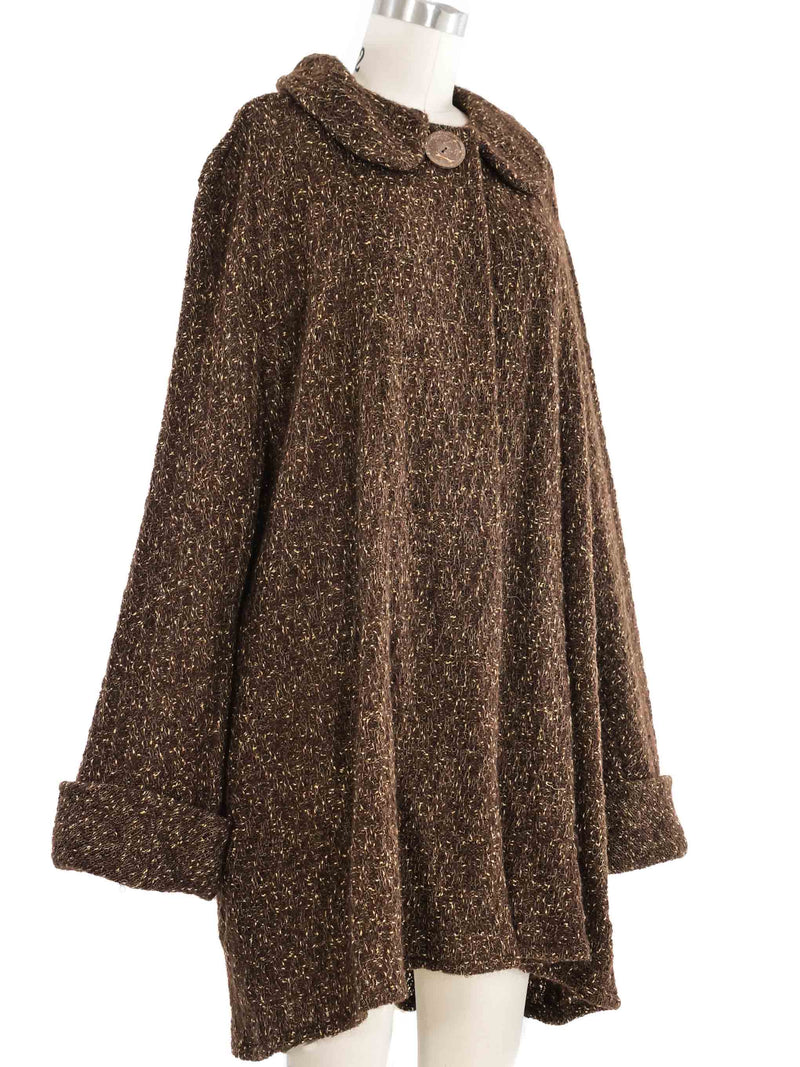 1994 Yeohlee Brown Knit Oversized Cardigan Coat