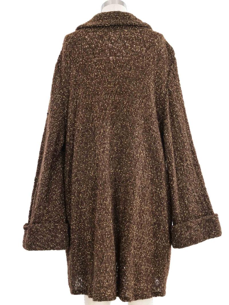 1994 Yeohlee Brown Knit Oversized Cardigan Coat