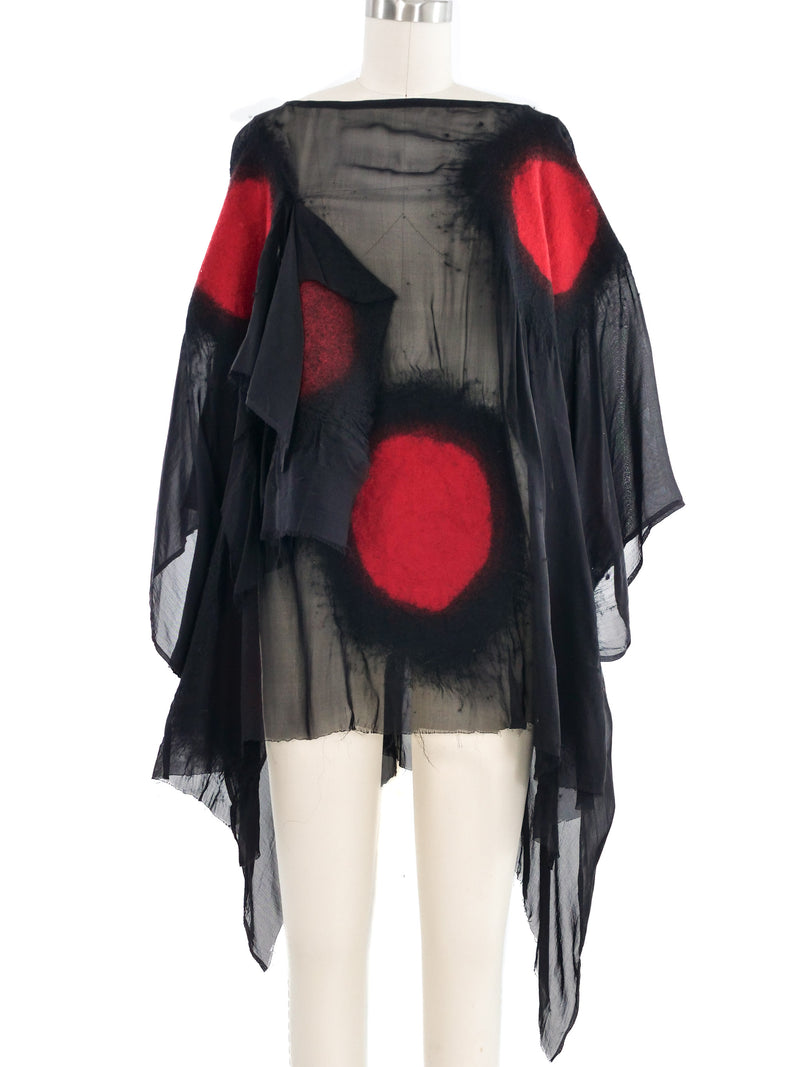 2009 Yeohlee Graphic Wool And Chiffon Poncho Outerwear arcadeshops.com