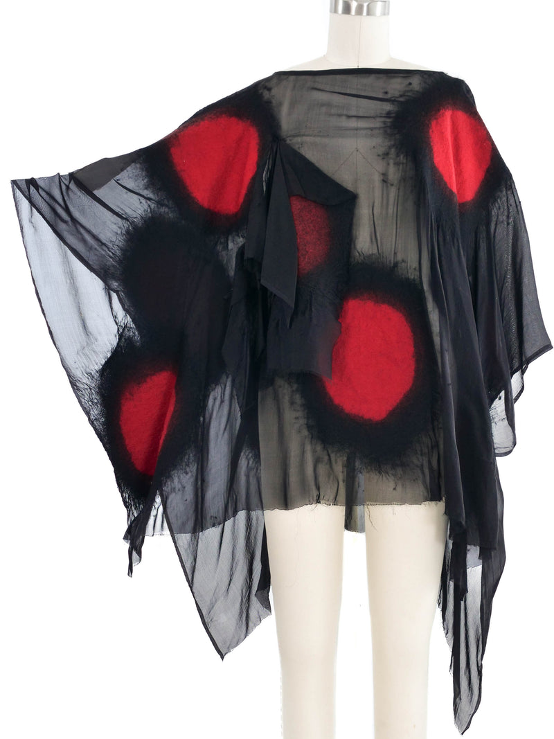 2009 Yeohlee Graphic Wool And Chiffon Poncho Outerwear arcadeshops.com