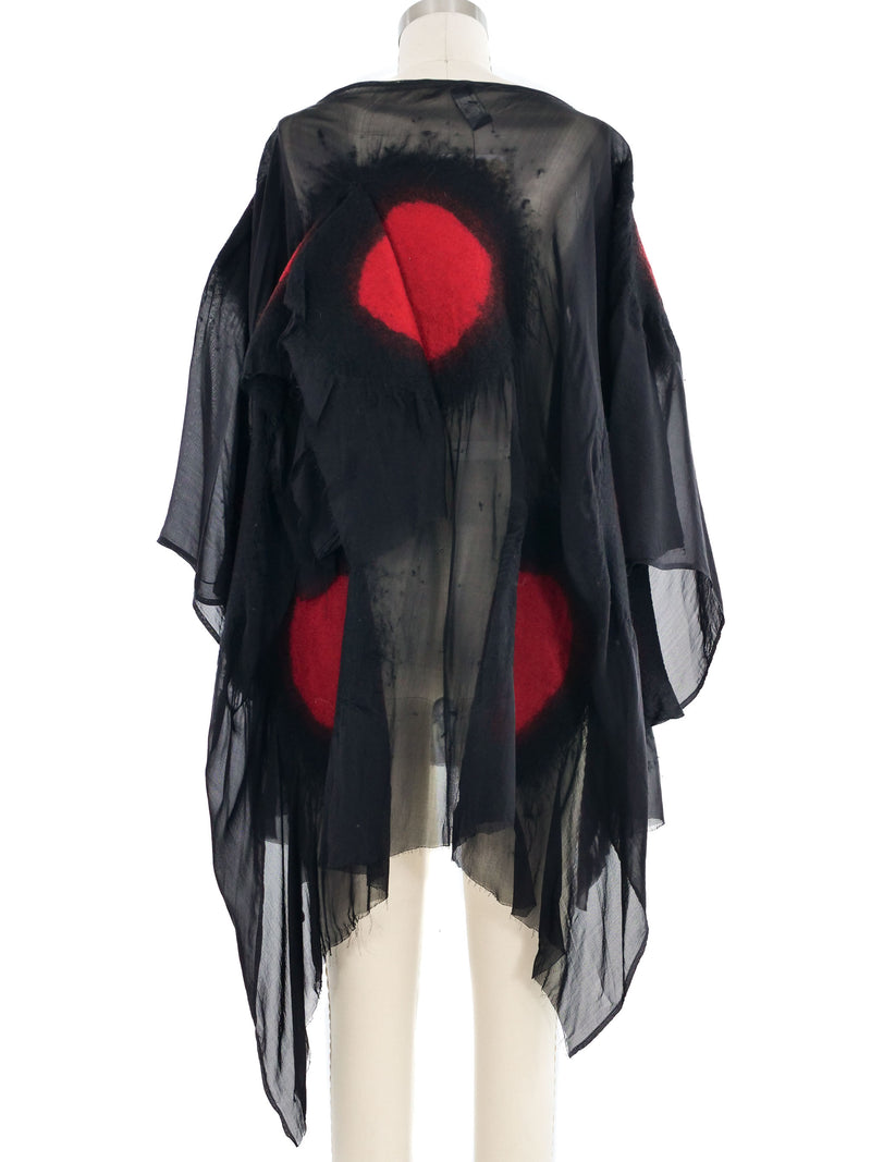 2009 Yeohlee Graphic Wool And Chiffon Poncho Outerwear arcadeshops.com