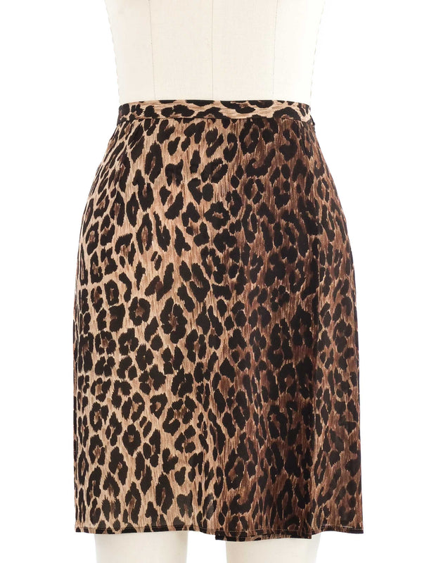 1990s Dolce & Gabbana Leopard Chiffon Skirt Suit