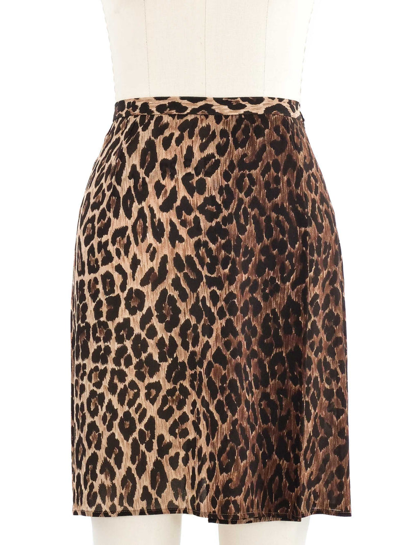 1990s Dolce & Gabbana Leopard Chiffon Skirt Suit