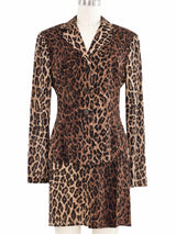 1990s Dolce & Gabbana Leopard Chiffon Skirt Suit
