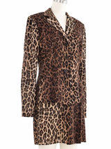 1990s Dolce & Gabbana Leopard Chiffon Skirt Suit