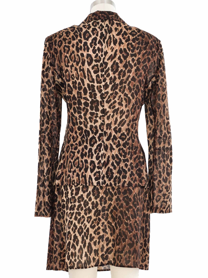 1990s Dolce & Gabbana Leopard Chiffon Skirt Suit