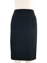 1989 Chanel Black Wool Single Breasted Skirt Suit