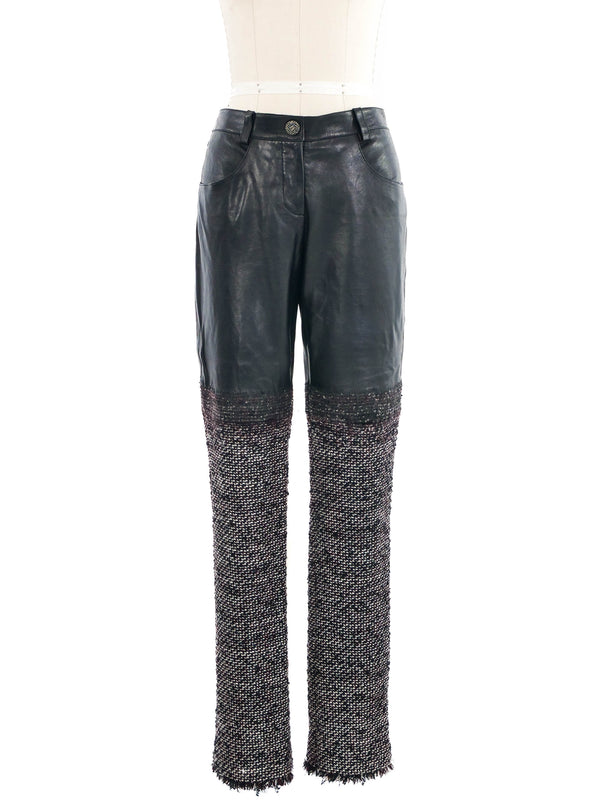 Chanel Tweed and Leather Trousers
