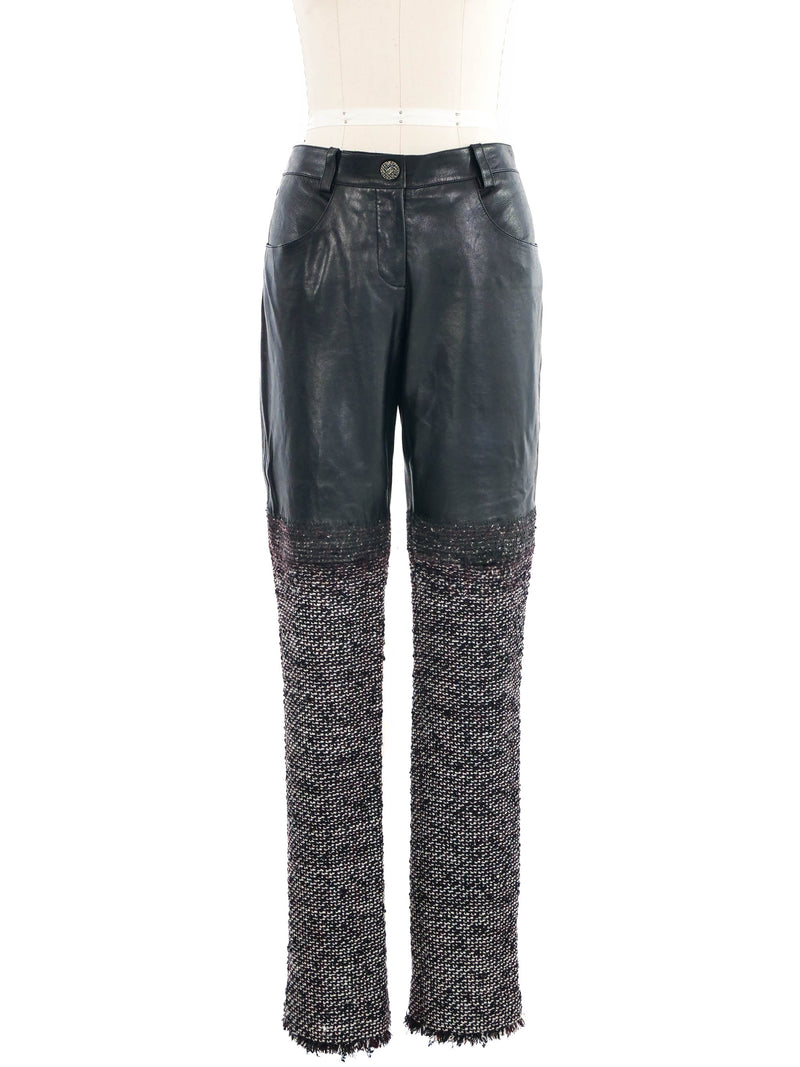 Chanel Tweed and Leather Trousers