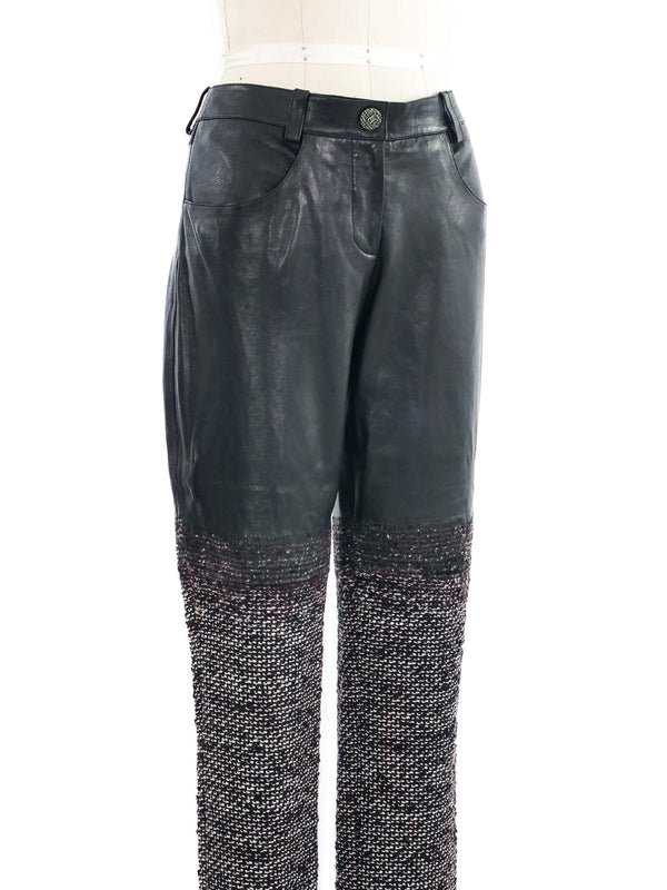 Chanel Tweed and Leather Trousers