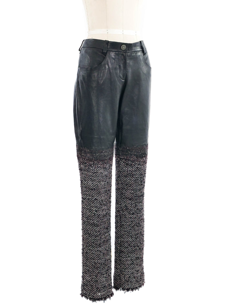Chanel Tweed and Leather Trousers