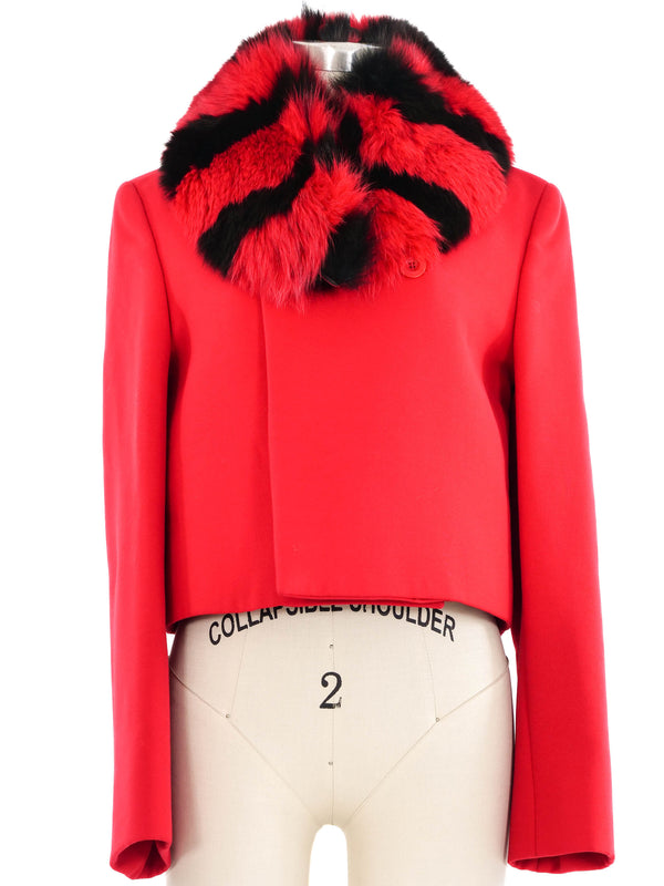 Versus Gianni Versace Two Tone Fur Trim Jacket