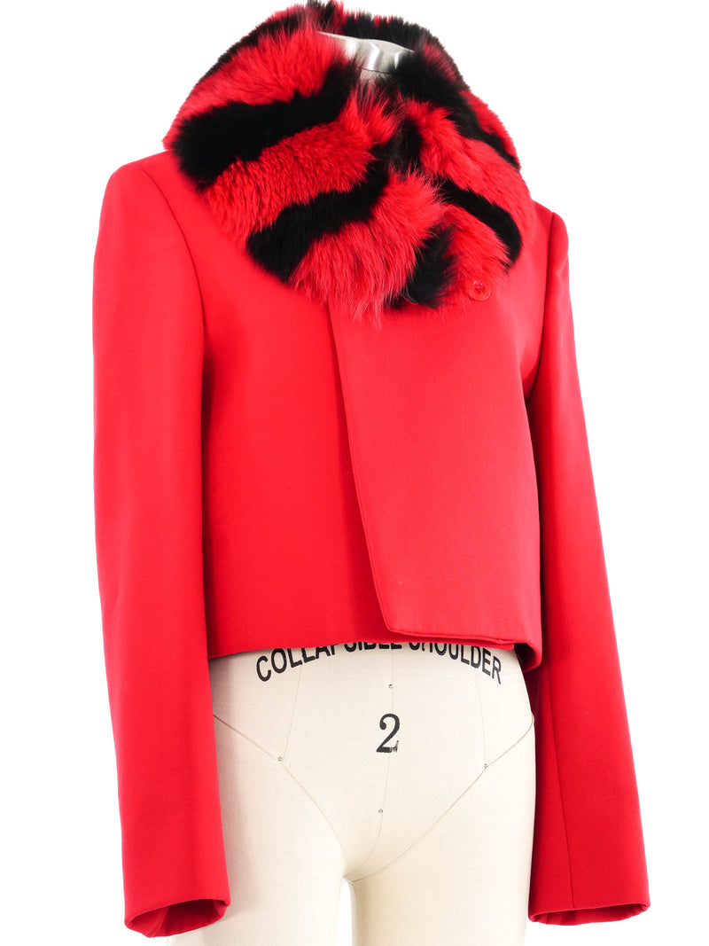 Versus Gianni Versace Two Tone Fur Trim Jacket