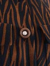 1990s Gianni Versace Brown Zebra Print Shirt Dress