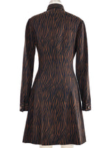1990s Gianni Versace Brown Zebra Print Shirt Dress