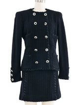 Adolfo Black Tweed Skirt Suit