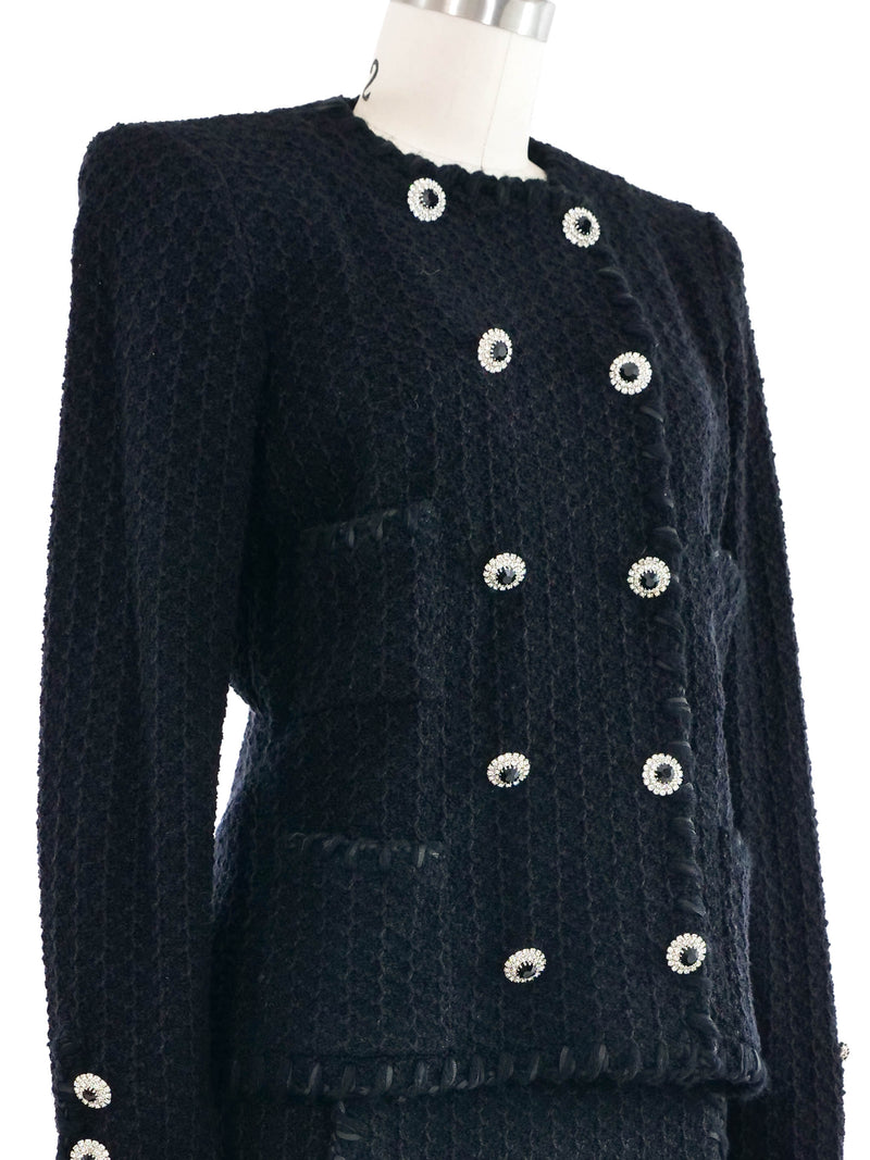 Adolfo Black Tweed Skirt Suit
