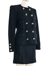 Adolfo Black Tweed Skirt Suit