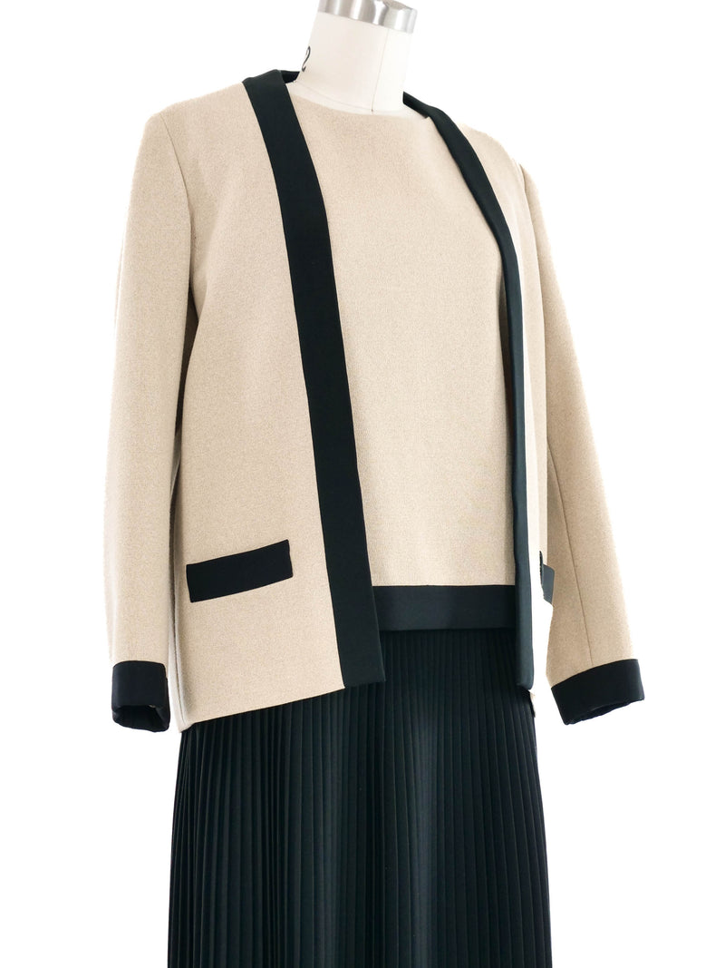 Norman Norell Pleated Wool Dress Ensemble