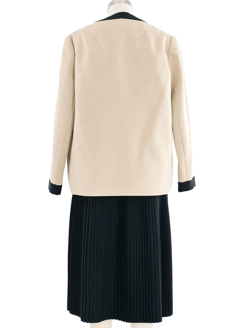 Norman Norell Pleated Wool Dress Ensemble