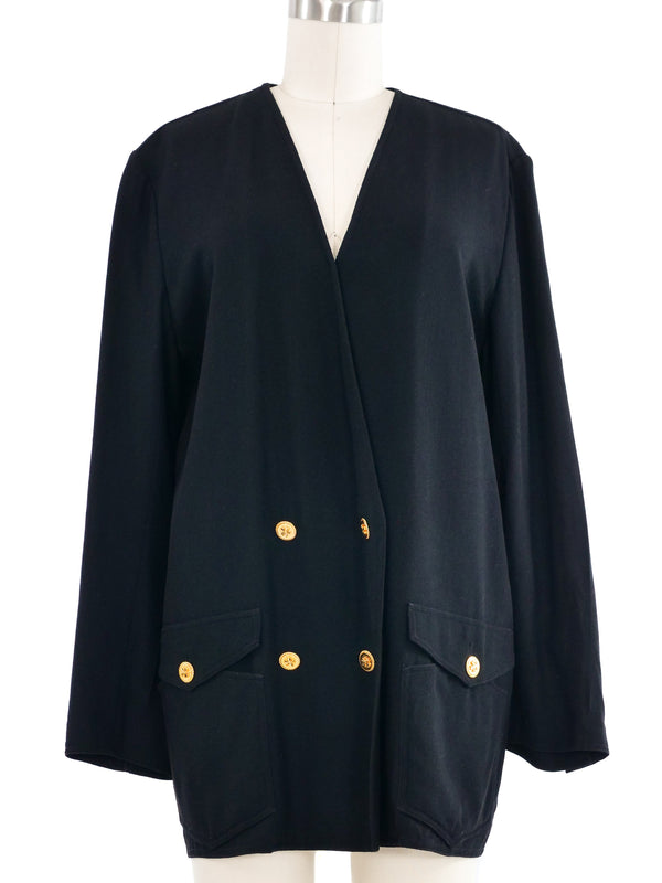 1989 Chanel Black Double Breasted Jacket