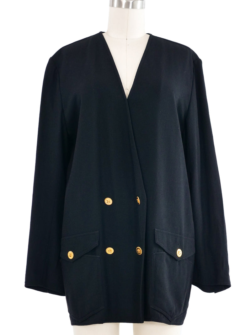 1989 Chanel Black Double Breasted Jacket