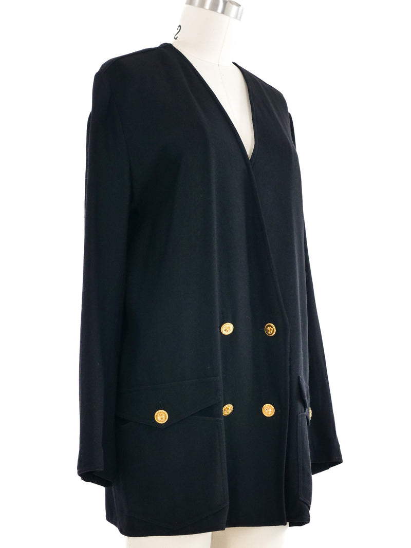1989 Chanel Black Double Breasted Jacket