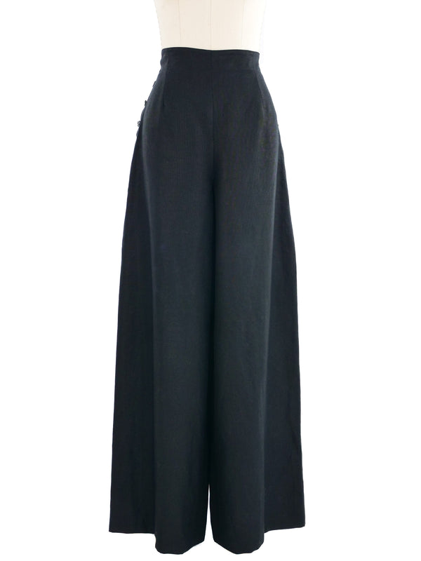 1998 Chanel Black Linen Sailor Trousers