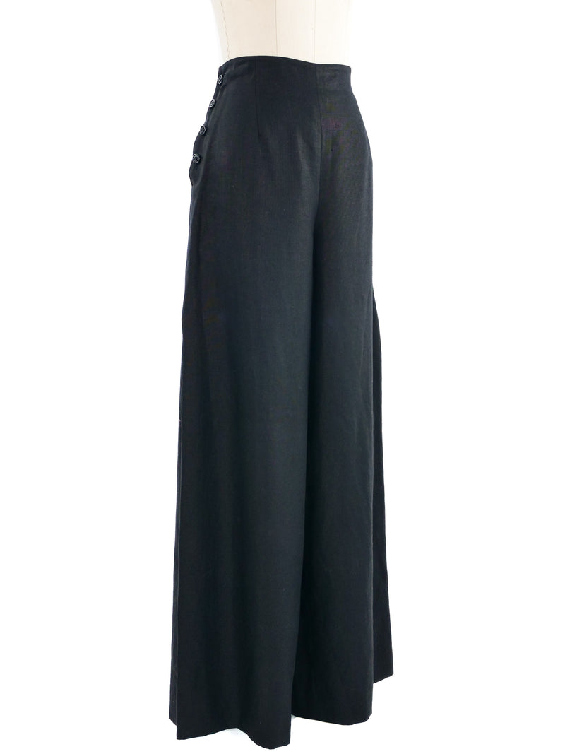 1998 Chanel Black Linen Sailor Trousers