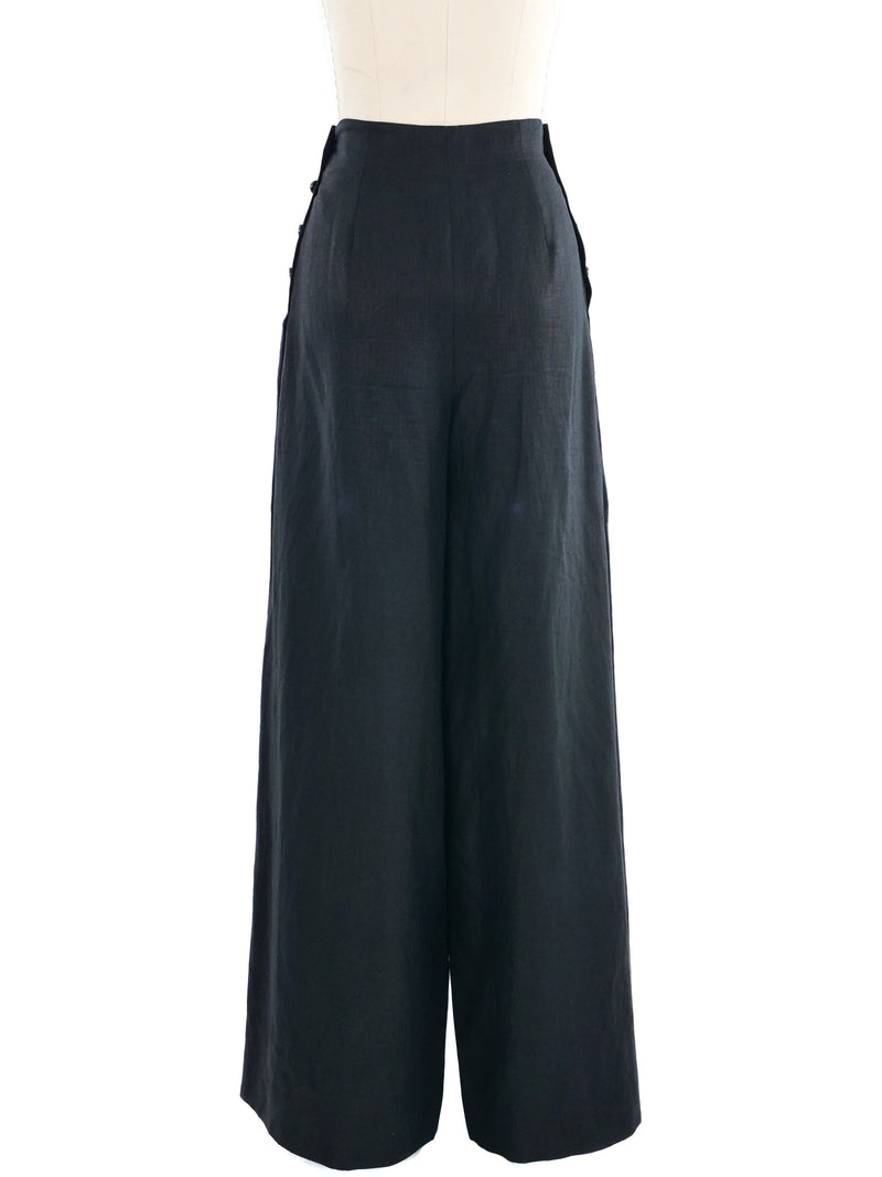 1998 Chanel Black Linen Sailor Trousers