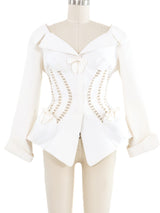 Thierry Mugler White Pique Peplum Jacket